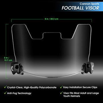 clear football visor helmet Football Visor, Fits Adult & Large Youth Football Helmets, Anti-Fog Cl –  Cannon Sports