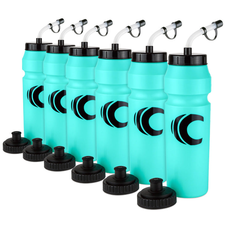 Squeeze Water Bottle with Straw Lid 1-Liter 6-Pack