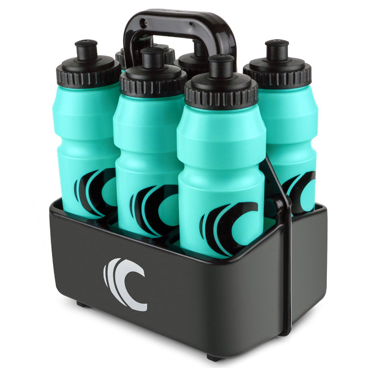 Squeeze Water Bottle with Straw Lid 1-Liter 6-Pack with Bottle Carrier