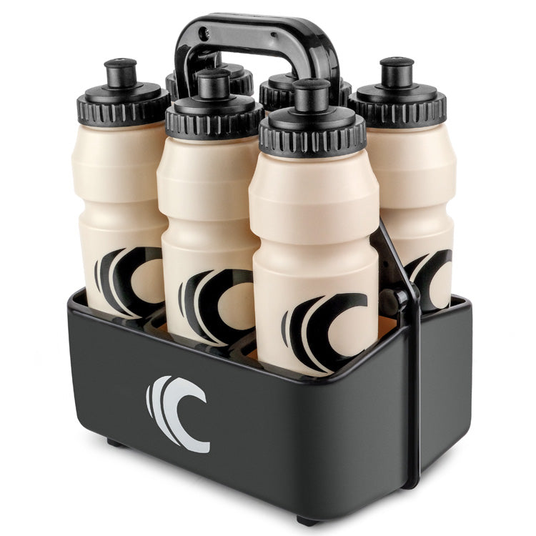Squeeze Water Bottle with Straw Lid 1-Liter 6-Pack with Bottle Carrier