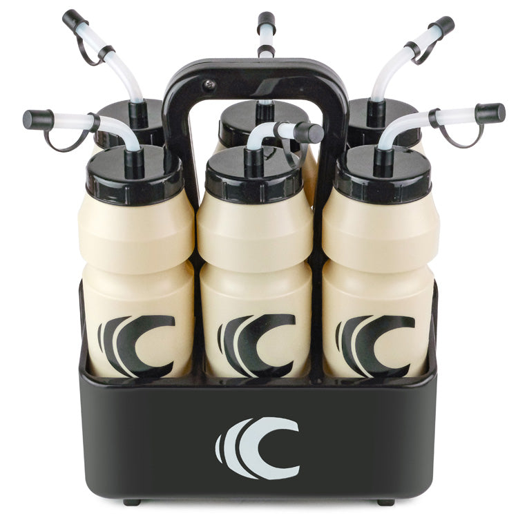 Squeeze Water Bottle with Straw Lid 1-Liter 6-Pack with Bottle Carrier