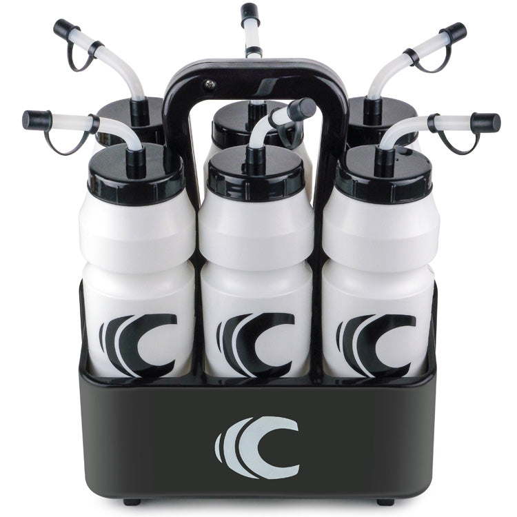 Squeeze Water Bottle with Straw Lid 1-Liter 6-Pack with Bottle Carrier