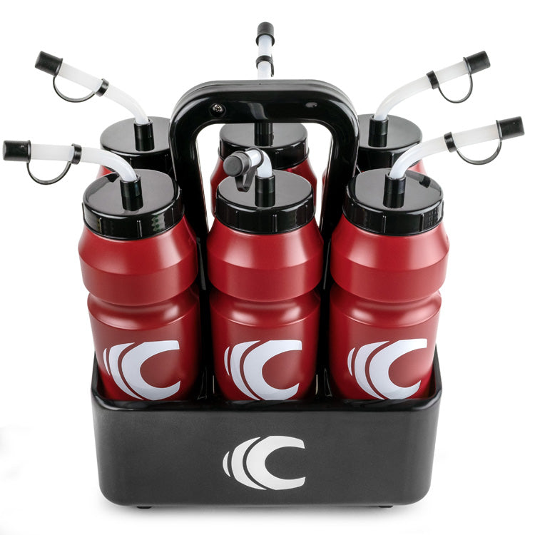 Squeeze Water Bottle with Straw Lid 1-Liter 6-Pack with Bottle Carrier