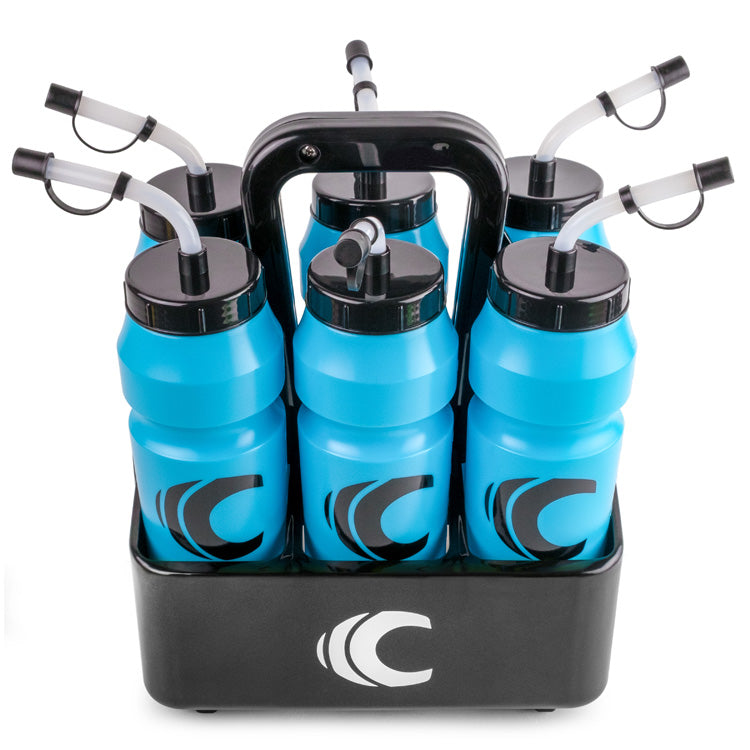 Squeeze Water Bottle with Straw Lid 1-Liter 6-Pack with Bottle Carrier