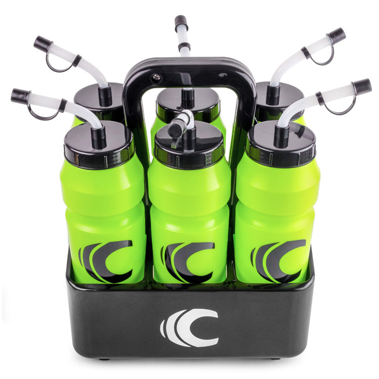 Squeeze Water Bottle with Straw Lid 1-Liter 6-Pack with Bottle Carrier