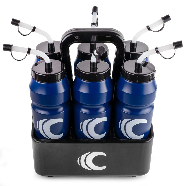 Squeeze Water Bottle with Straw Lid 1-Liter 6-Pack with Bottle Carrier