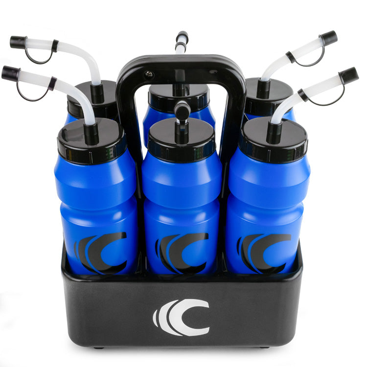 Squeeze Water Bottle with Straw Lid 1-Liter 6-Pack with Bottle Carrier