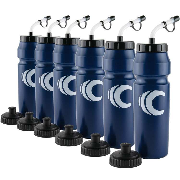 Squeeze Water Bottle with Straw Lid 1-Liter 6-Pack