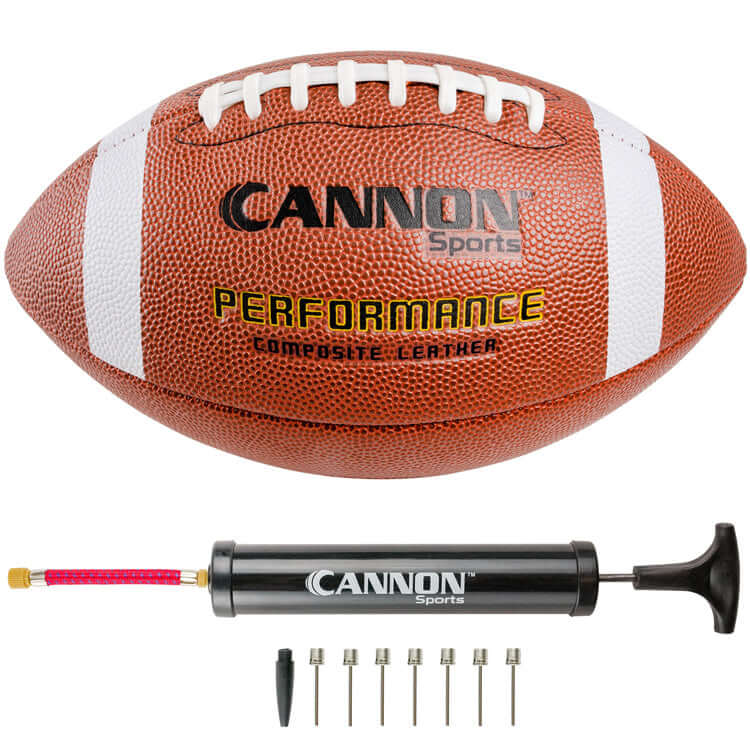 Official Size Leather Composite Football with Ball Pump, Orange/White