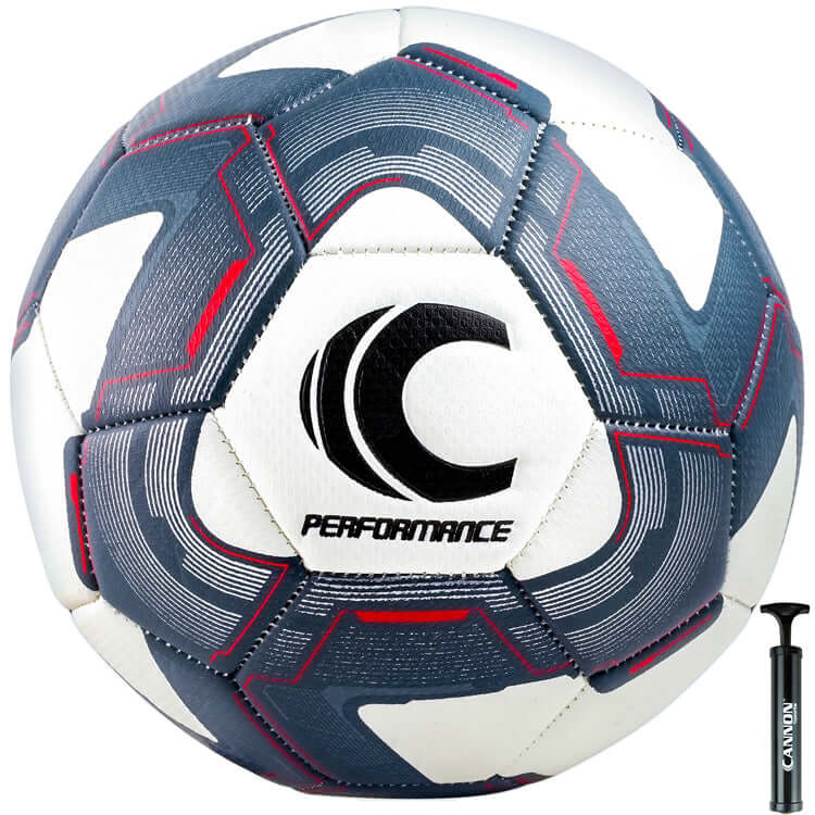 Premium Soccer Ball with Ball Pump, White/Gray, Size 5