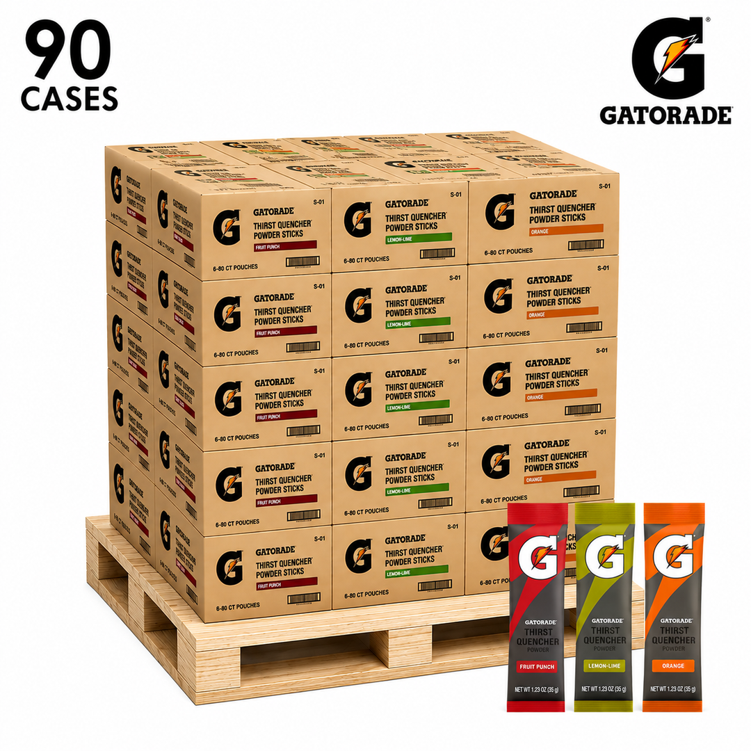 Gatorade Thirst Quencher Powder Sticks – 90 Case Pallet Bundle (7,200 Sticks), Choose Your Flavors