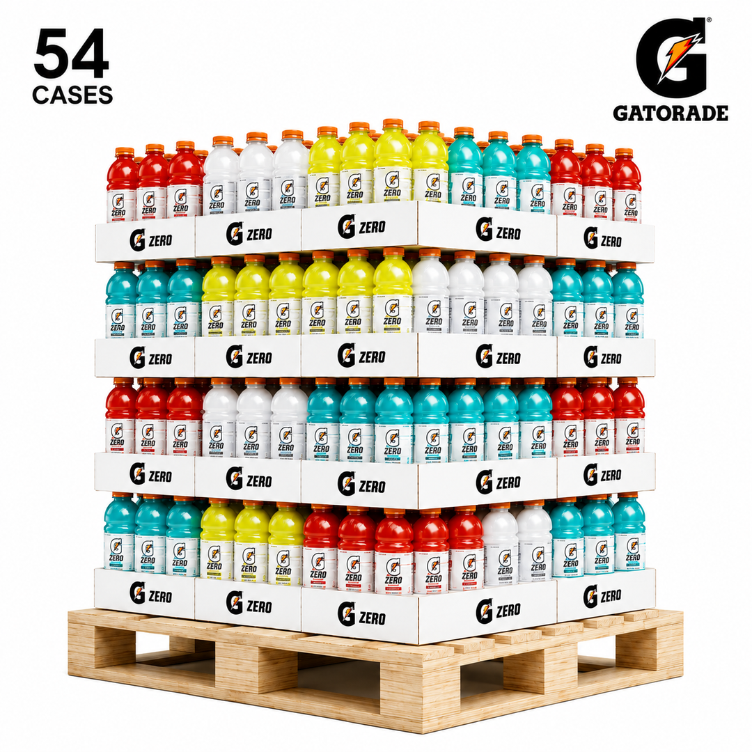 Gatorade Zero 20 oz Bottles – 54 Case Pallet Bundle (1,296 Bottles), Choose Your Flavors