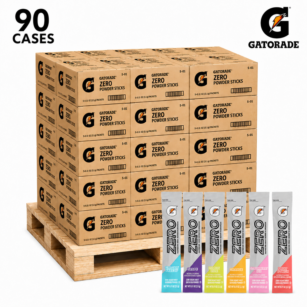 Gatorade Zero Powder Sticks – 90-Case Pallet (8,640 Sticks), Choose Your Flavors