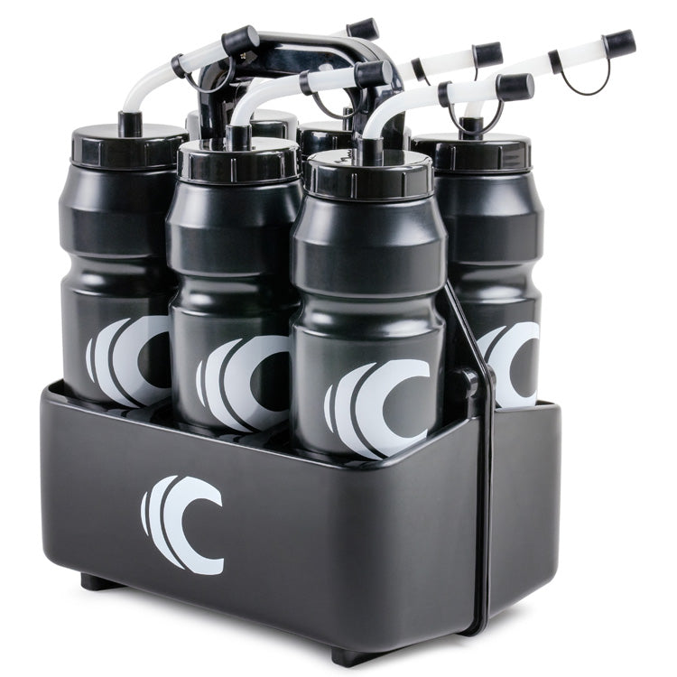 Squeeze Water Bottle with Straw Lid 1-Liter 6-Pack with Bottle Carrier