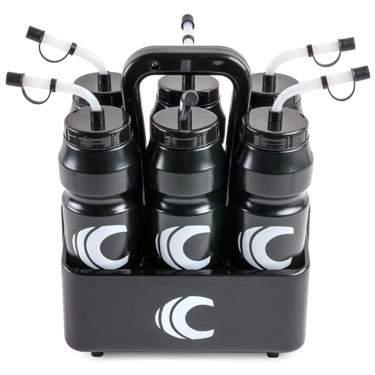 Squeeze Water Bottle with Straw Lid 1-Liter 6-Pack with Bottle Carrier