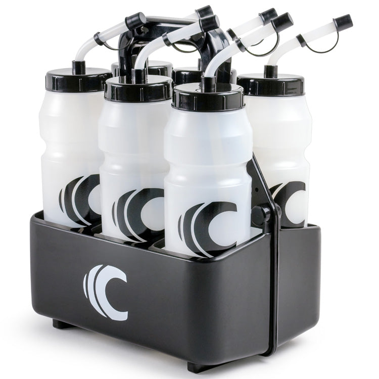 Squeeze Water Bottle with Straw Lid 1-Liter 6-Pack with Bottle Carrier