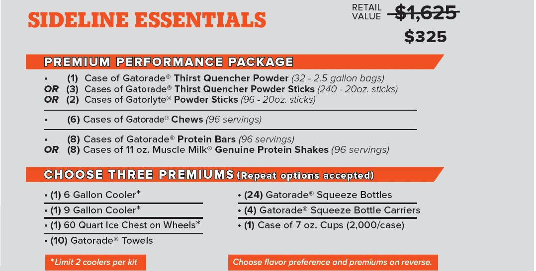 Gatorade Sideline Essentials (High Schools Only)