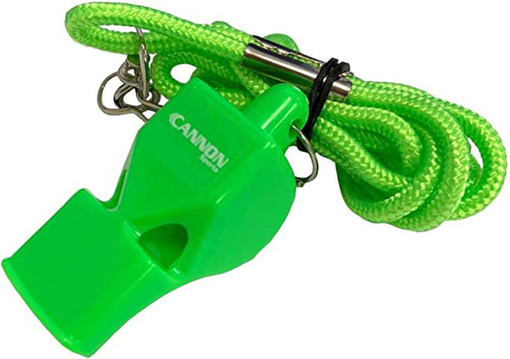 Cannon Sports 13056 Loud Pealess Whistle with Lanyard for Hiking, Emergency, Teachers, & Coaches (Green) - Cannon Sports