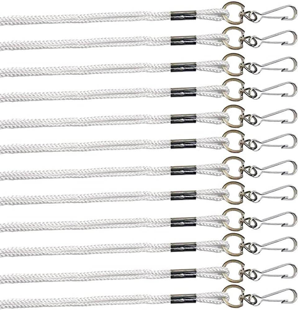 Cannon Sports 1345 Nylon Lanyards for ID Badges, Whistles & Referees (White - 12 Pack) - Cannon Sports