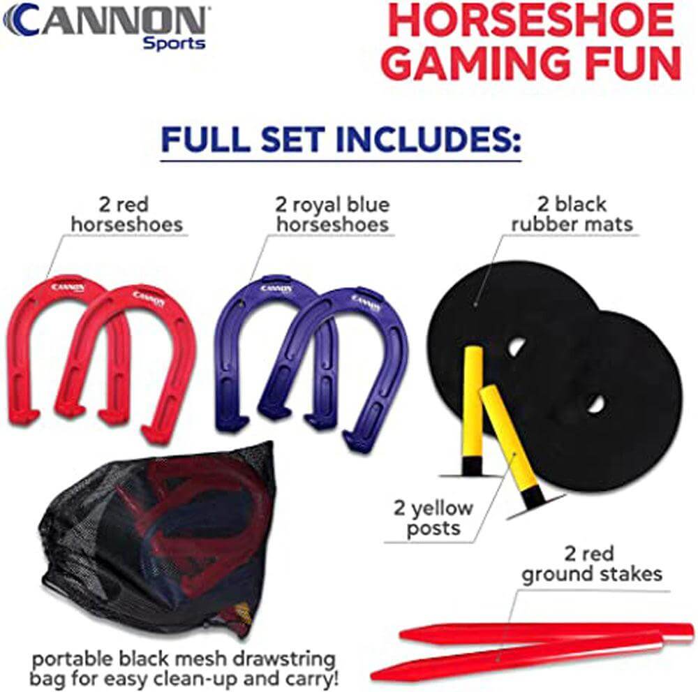 Cannon Sports 21108 Rubber Horseshoe Set, Indoor/Outdoor Game for Kids and Adults - Cannon Sports