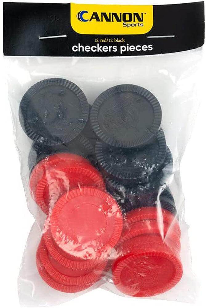 Cannon Sports 21120 Black & Red Checkers Replacement Pieces - Plastic & Stackable for Board Game - Cannon Sports