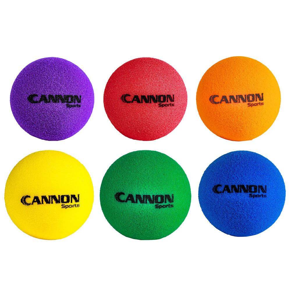 Cannon Sports 21129ST6 Set of 6 Mini Uncoated Foam Balls, 3" L/H/W - Red, Blue, Green, Purple, Orange, Yellow - Cannon Sports