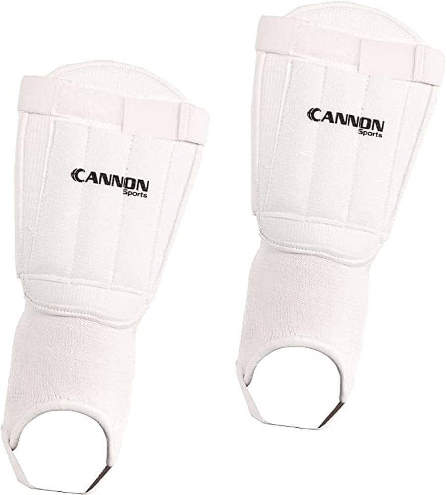Cannon Sports 4986 White Padded Shin Guards for Soccer, Baseball and Football with Full Ankle (White, Adult Men) - Cannon Sports