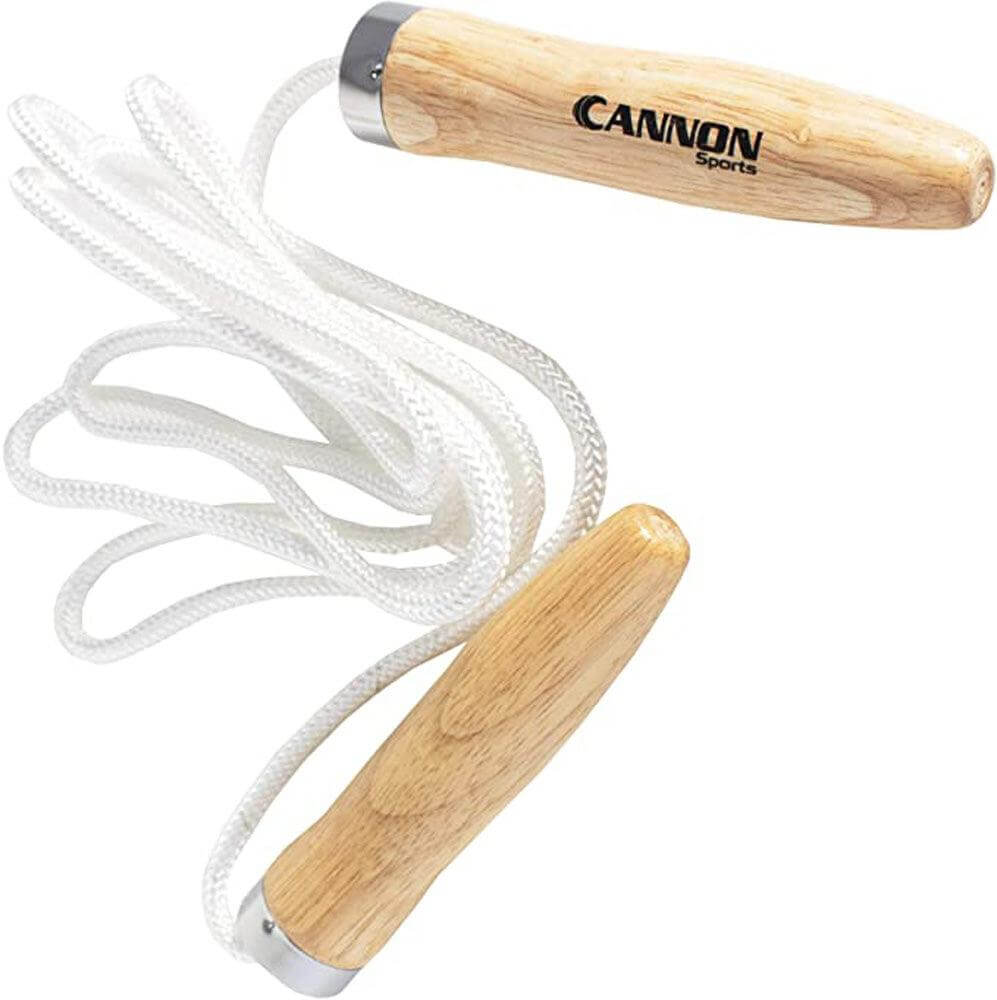 Cannon Sports 9536 White Jump Rope with Wooden Weighted Handles (8.5 FT) - Cannon Sports