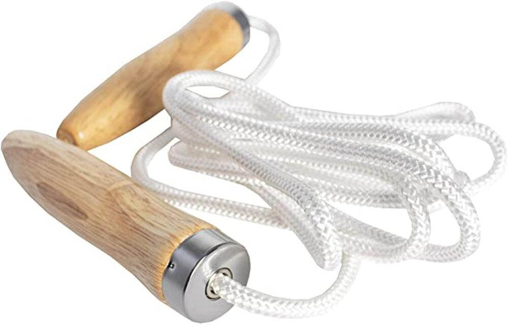 Cannon Sports 9536 White Jump Rope with Wooden Weighted Handles (8.5 FT) - Cannon Sports
