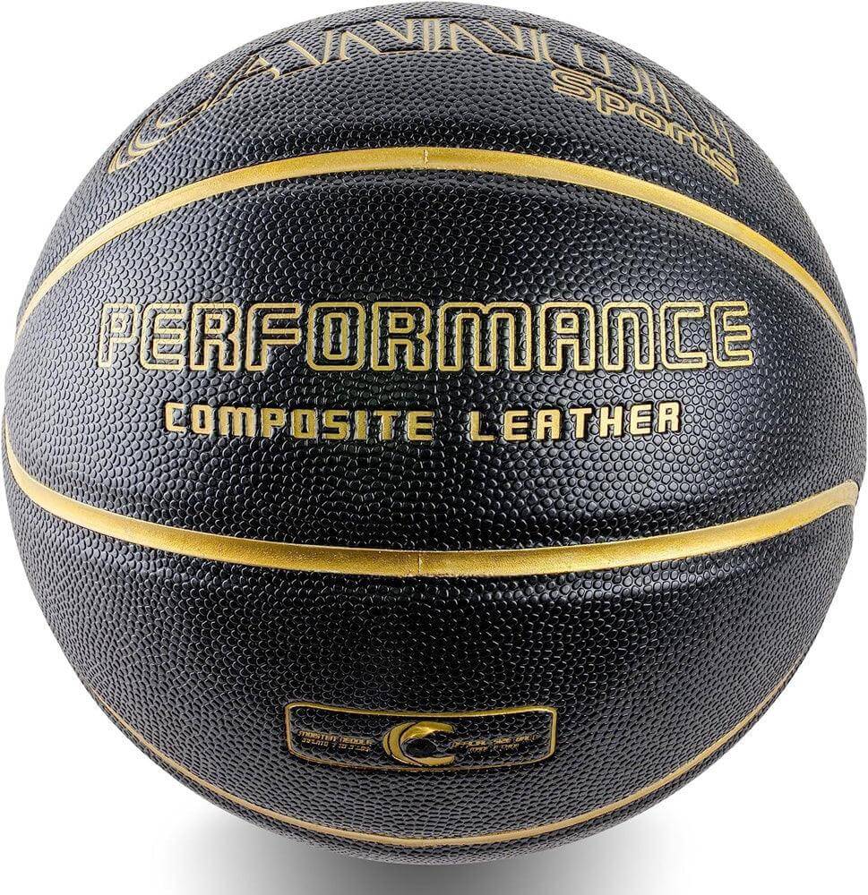 Cannon Sports Leather Composite Official Size Basketball with Ball Pump, Black - Cannon Sports