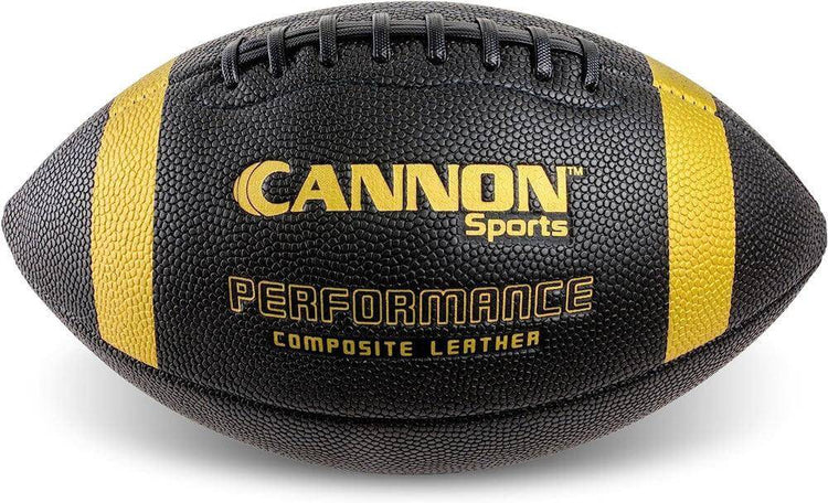 Cannon Sports Leather Composite Official Size Football with Ball Pump, Black/Gold - Cannon Sports