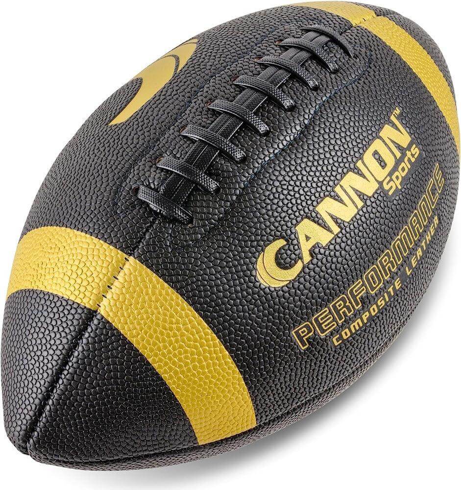 Cannon Sports Leather Composite Official Size Football with Ball Pump, Black/Gold - Cannon Sports