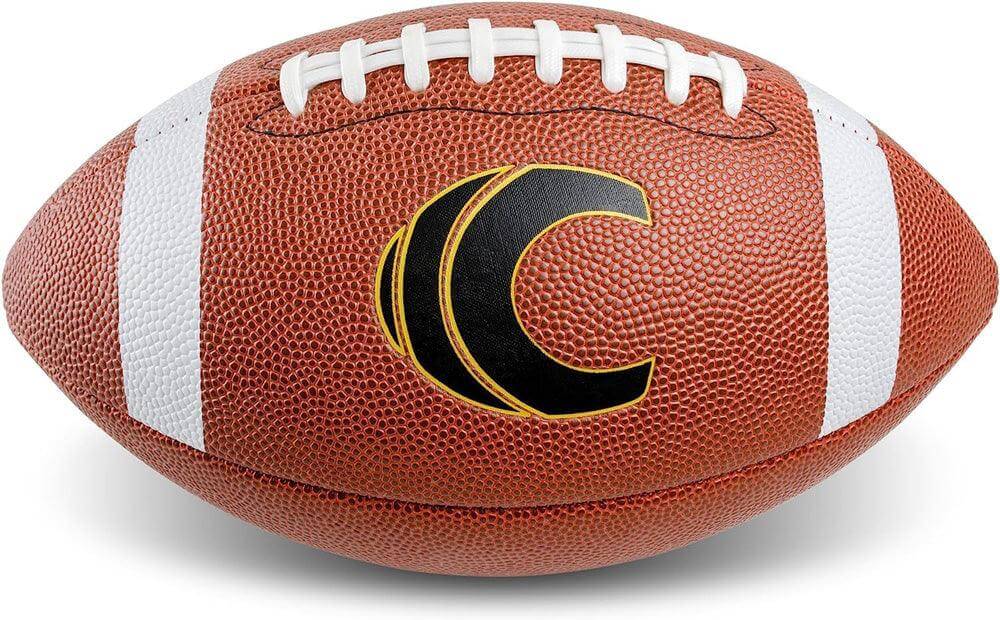 Cannon Sports Leather Composite Official Size Football with Ball Pump, Orange/White - Cannon Sports