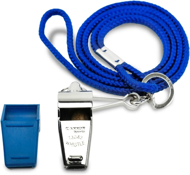 Cannon Sports Solid Brass Metal Whistle with Whistle Cover & Lanyard