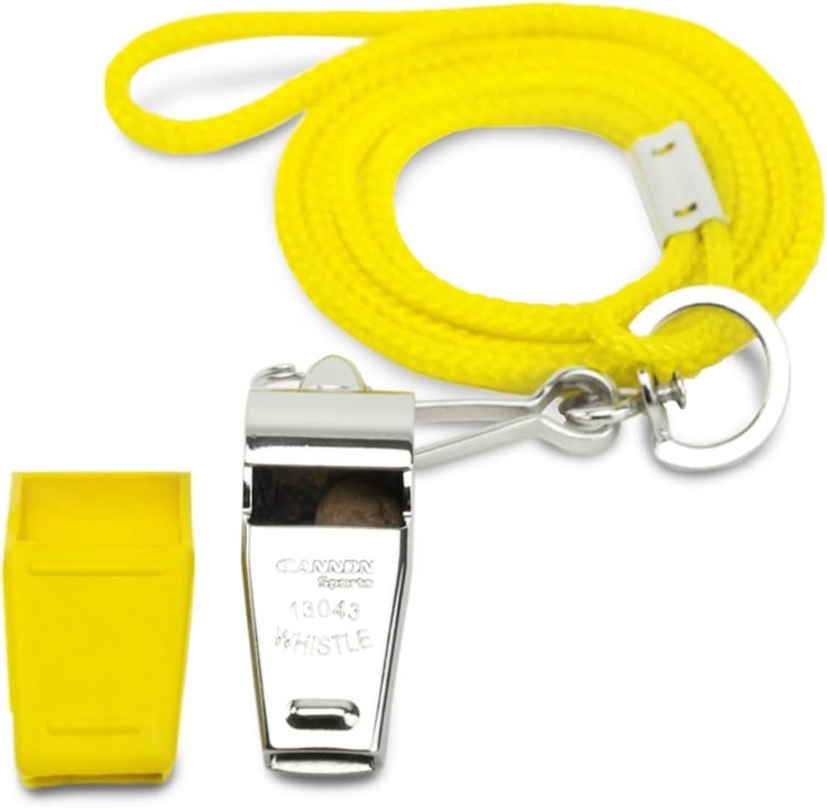 Cannon Sports Solid Brass Metal Whistle with Whistle Cover & Lanyard