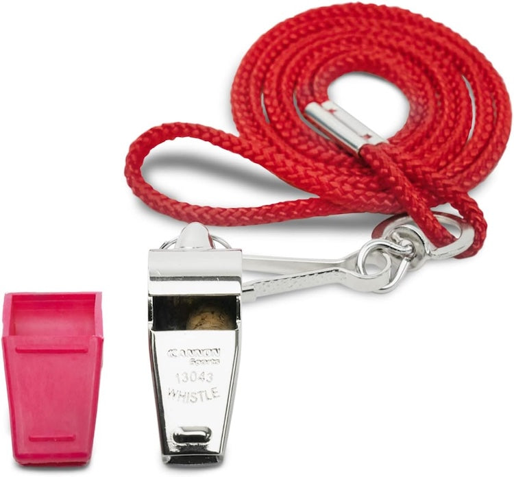 Cannon Sports Solid Brass Metal Whistle with Whistle Cover & Lanyard