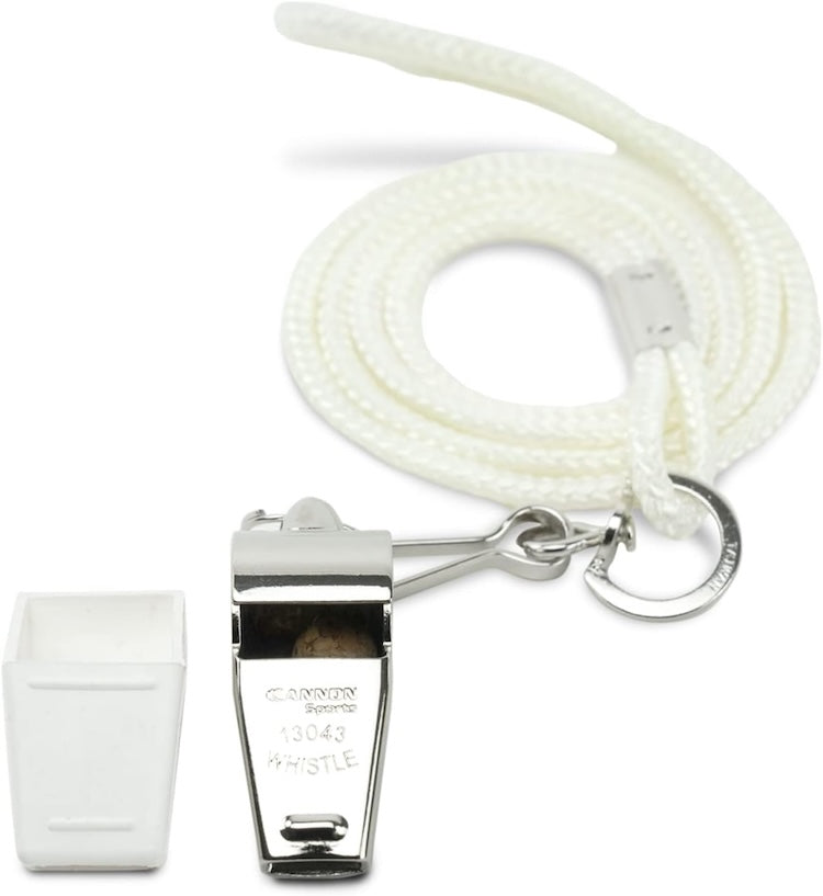 Cannon Sports Solid Brass Metal Whistle with Whistle Cover & Lanyard