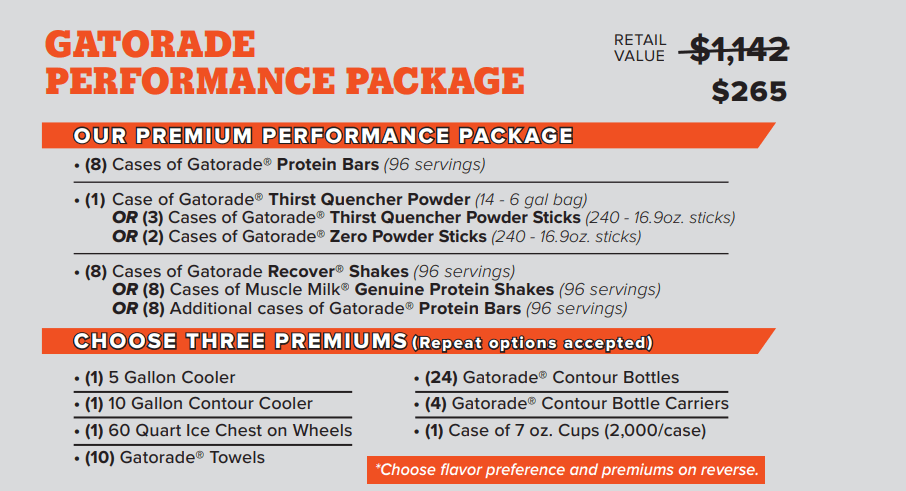 Gatorade Performance Package