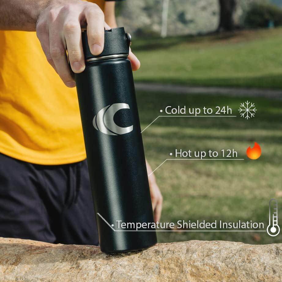 Cannon Sports Stainless Steel Triple Insulated Water Bottle, Black - Cannon Sports